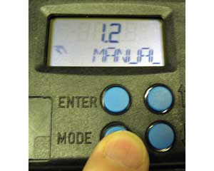 Image of the display along with the push buttons for control and configuration
