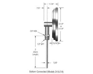 Example of Bottom Connected Thermometer