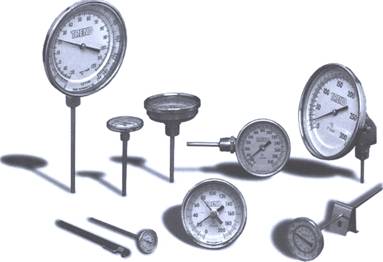 group of bimetal thermometers